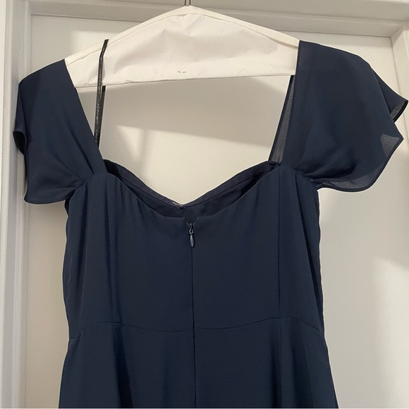 WAYF Rachel Off the Shoulder Gored Maxi Dress in Navy - Picture 7 of 10